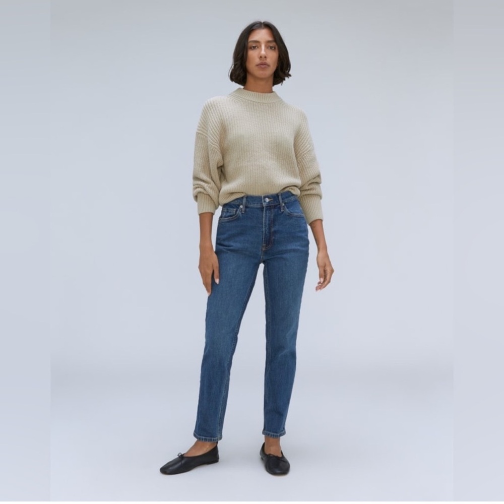 Everlane The Original Cheeky Washed Midnight Straight Crop HighRise Jeans SZ, 26
